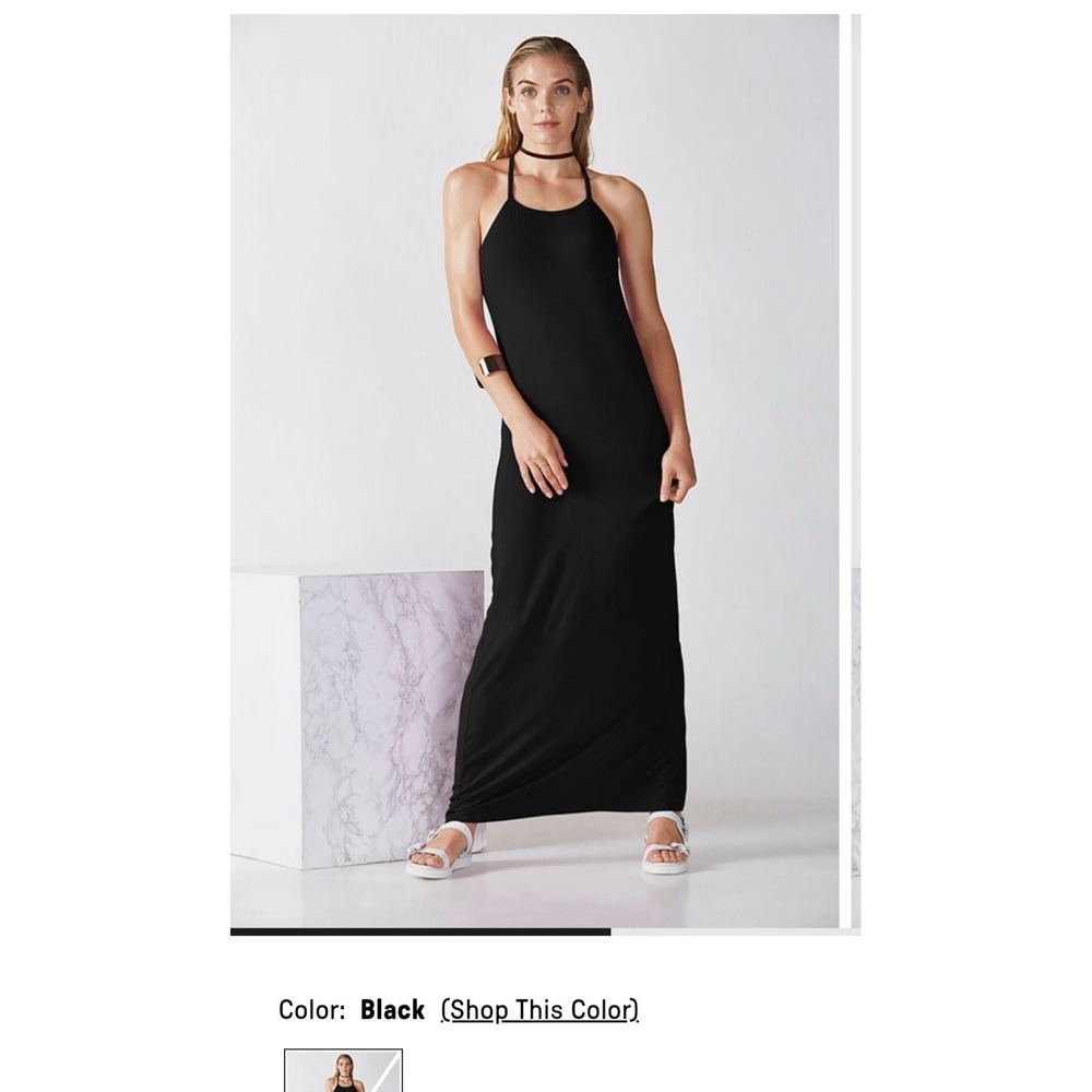 Fabletics Womens Small Black Neema Maxi Dress Halter neck Relaxed Fit NWT $79.95 - Picture 2 of 7